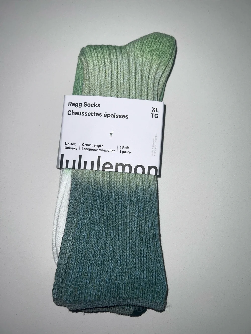 lululemon Green Ombre Ragg Crew Socks XL (Men’s 11-14)